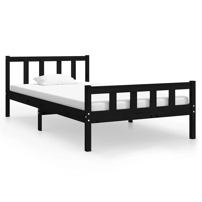 Foto van The living store bedframe klassiek zwart 90x200 cm - massief grenenhout