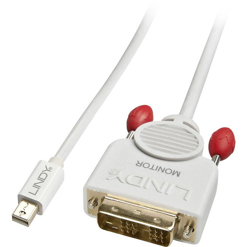 Foto van Lindy mini-displayport / dvi adapterkabel mini displayport stekker, dvi-d 18+1-polige stekker 2.00 m wit 41957 displayport-kabel