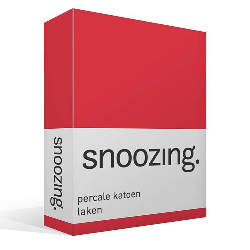 Foto van Snoozing - laken - lits-jumeaux - percale katoen - 240x260 - rood