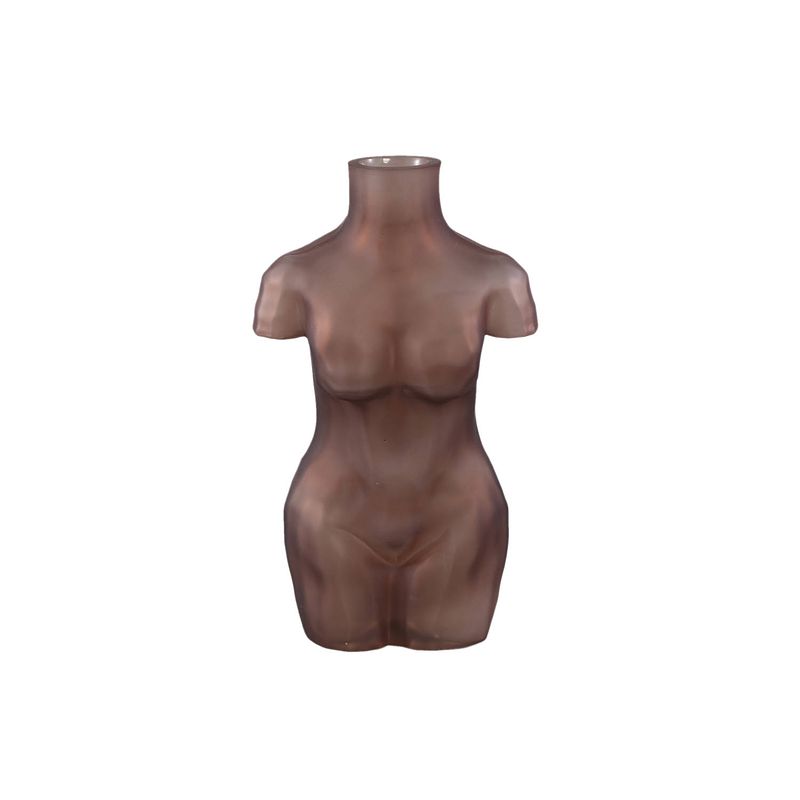 Foto van Ptmd body brown glass vase torso shape