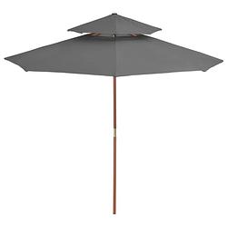 Foto van The living store parasol hout 270 x 256 cm - antraciet - uv-beschermend