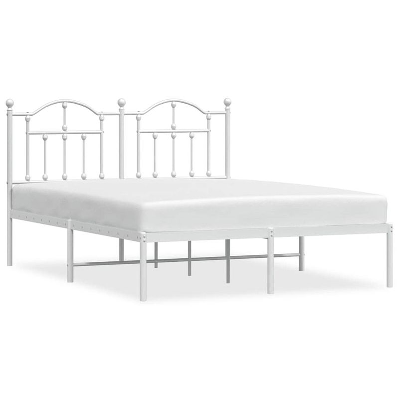 Foto van Vidaxl bedframe met hoofdbord metaal wit 135x190 cm