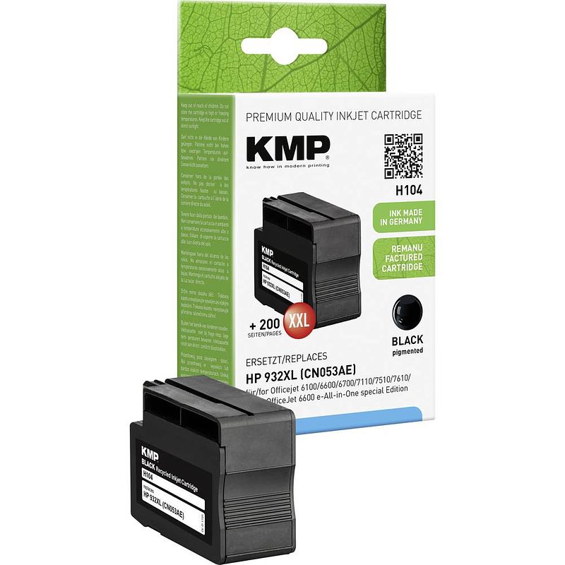 Foto van Kmp inkt vervangt hp 932xl compatibel zwart h104 1725,4001