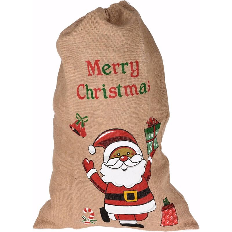 Foto van Cadeauzak kerstman jute 90 cm - kerst kadozak