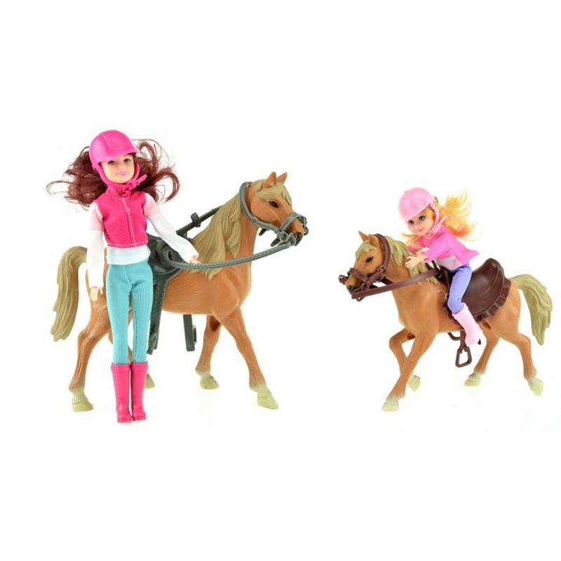 Foto van Toi-toys horses paard met veulen en twee poppen