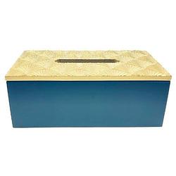 Foto van Orange85 tissuebox - tissuedoos - tissuehouder - donkerblauw - met goud - 24x13.5x9 - mdf