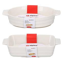 Foto van 2x witte ovenschalen keramiek 1,1 en 1 liter - ovenschalen