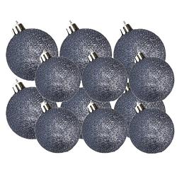 Foto van Kerstversiering set glitter kerstballen donkerblauw 6 - 8 cm - pakket van 30x stuks - kerstbal