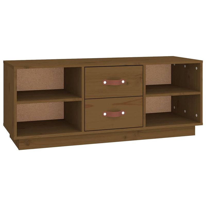 Foto van The living store tv-meubel - trendy - houten televisiemeubel - 100x34x40 cm - massief grenenhout