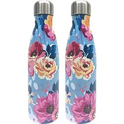 Foto van 2 stuks rvs drinkfles 500 ml bloemen