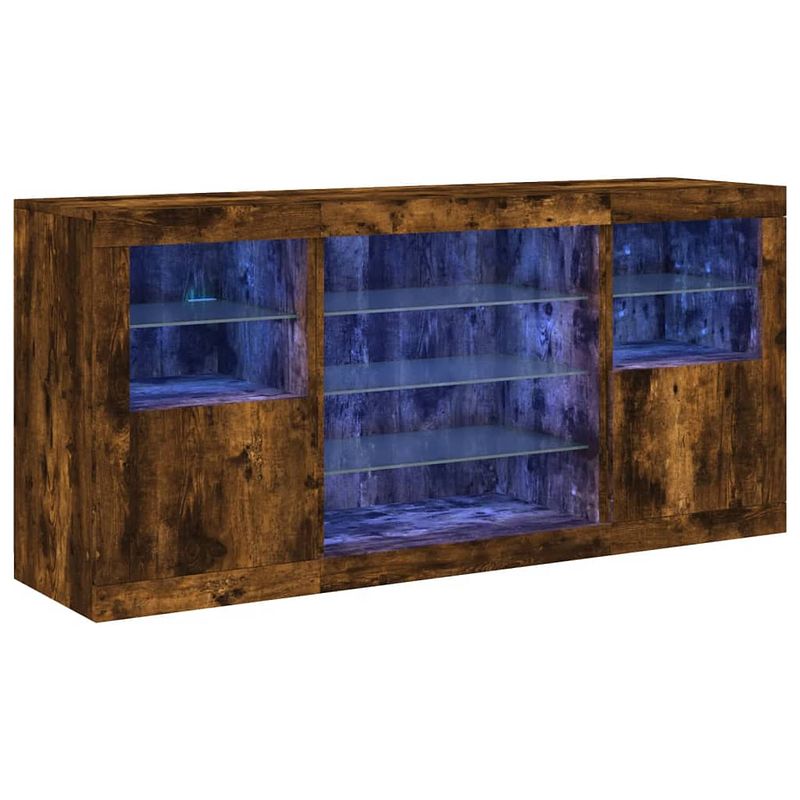 Foto van Vidaxl dressoir met led-verlichting 142,5x37x67 cm gerookt eikenkleur