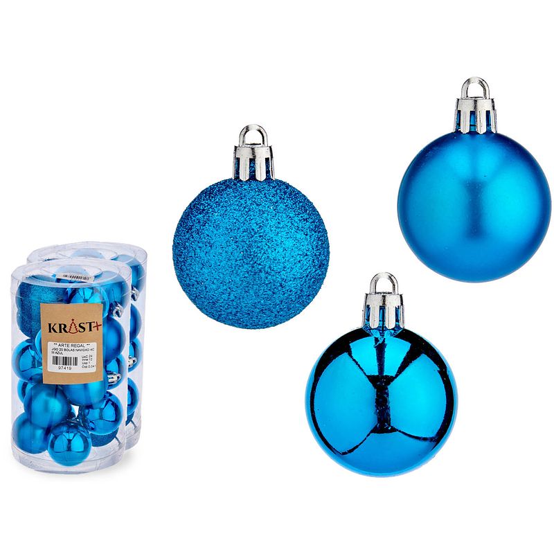 Foto van Krist+ kerstballen - 40x stuks - helder blauw - kunststofa -4 cma - kerstbal