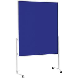 Foto van Magnetoplan 2111103 2111103 presentatiebord (b x h) 1200 mm x 1500 mm vilt blauw, wit tweezijdig te gebruiken, incl. rollen, prikbord