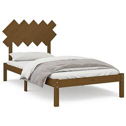 Foto van The living store bedframe grenenhouten - bedden - 205.5x105.5x31cm - massief grenenhout - multiplex lattenbodem -