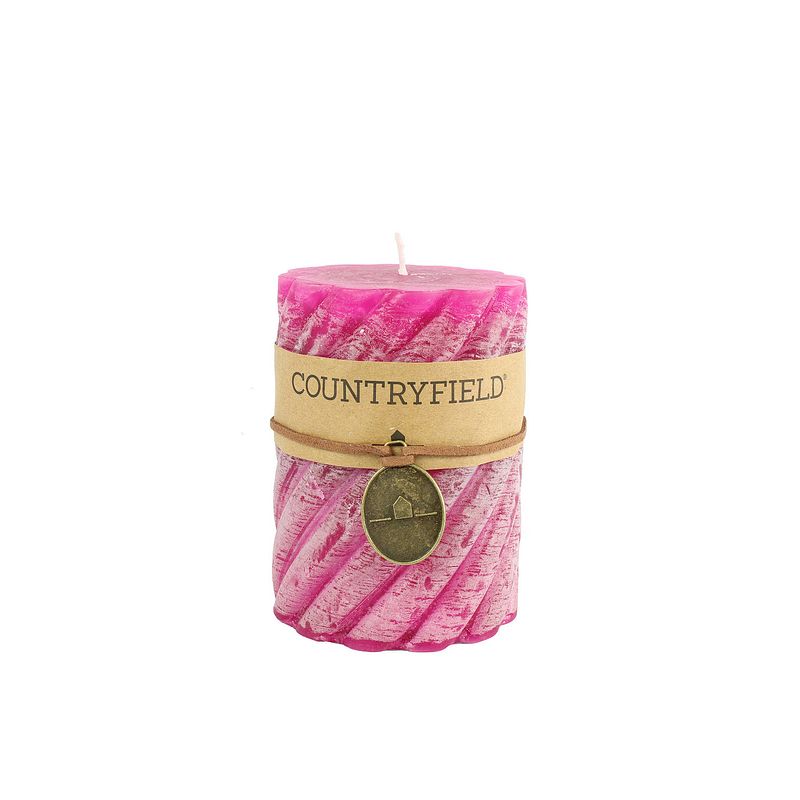 Foto van Countryfield stompkaars met ribbel fuchsia ø7 cm hoogte 15 cm