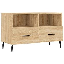 Foto van The living store tv-meubel - sonoma eiken - 80 x 36 x 50 cm - bewerkt hout en ijzer