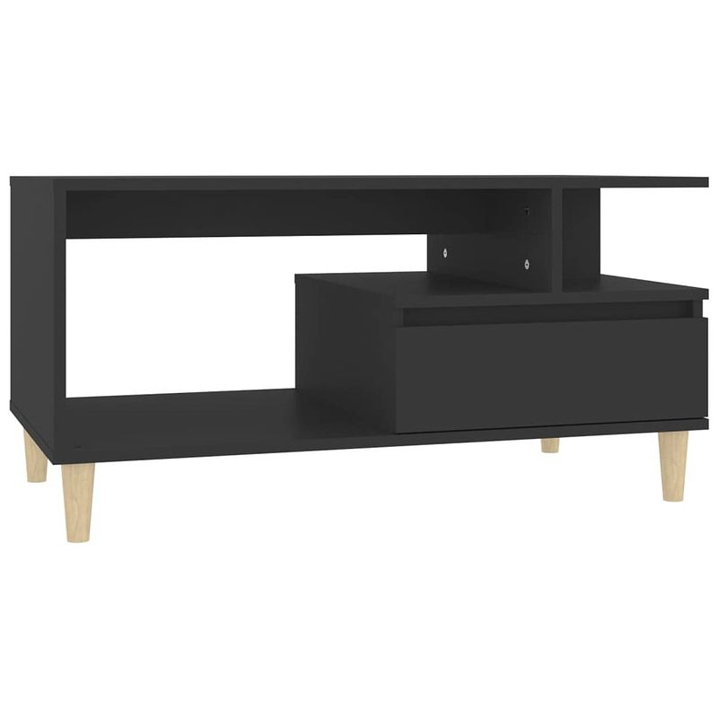 Foto van The living store salontafel - functioneel - hout - 90x49x45 cm - zwart