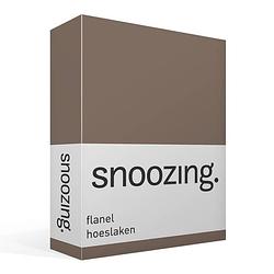 Foto van Snoozing - flanel - hoeslaken - 180x200 cm - bruin