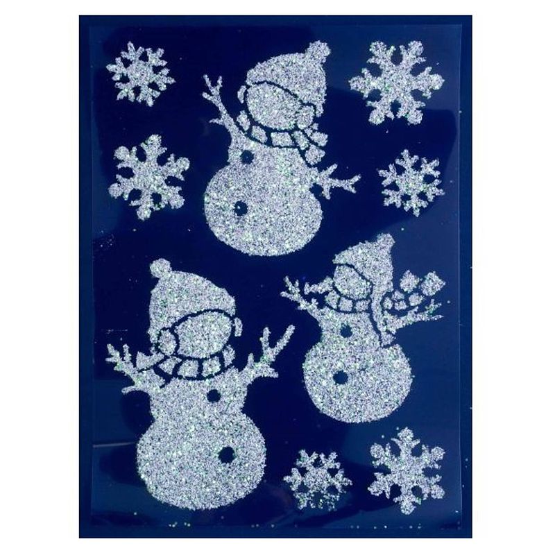 Foto van Peha stickerset sneeuwman 29,5 x 40 cm zilver 9-delig