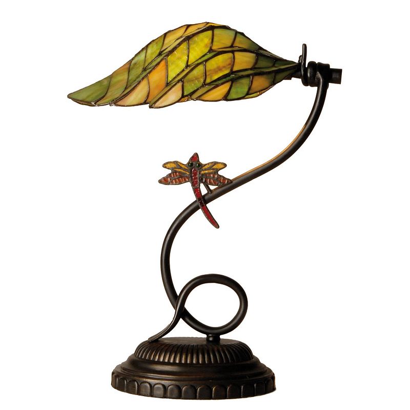 Foto van Clayre & eef tiffany bureaulamp met libelle - oranje, groen, geel - glas, metaal