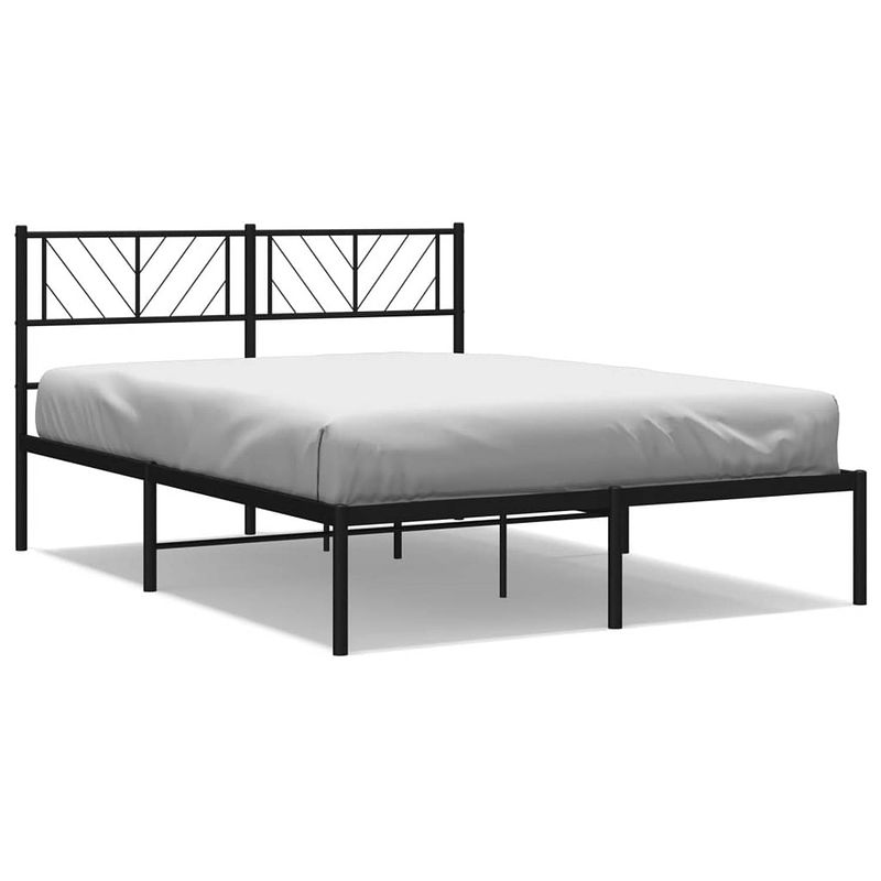 Foto van Vidaxl bedframe met hoofdbord metaal zwart 140x190 cm