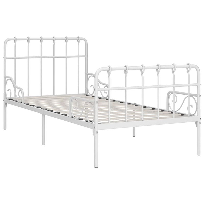 Foto van The living store metalen bedframe - klassieke stijl - wit - 204x95x95 cm - geschikt voor 90x200 cm matras