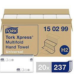 Foto van Tork 150299 xpress multifold universal papieren handdoeken (l x b) 23.4 cm x 21.3 cm wit 20 x 237 vellen/pak 4740 stuk(s)