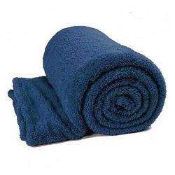 Foto van Unique living teddy glitter fleece plaid - 150x200 cm - dark blue