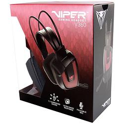 Foto van Viper pv3607umlk over ear headset kabel gamen 7.1 surround zwart, rood volumeregeling