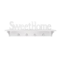 Foto van Decopatent® wandkapstok hout - sweet home - 4 ophang haken en legplank