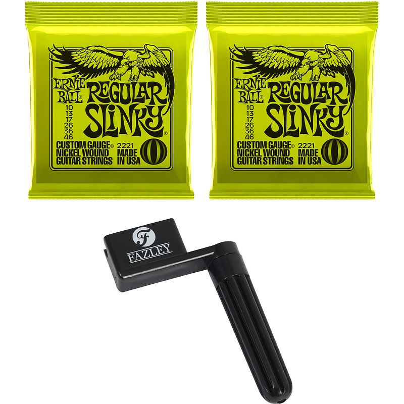 Foto van Ernie ball 2221 regular slinky 010 - 046 snarenset (2 stuks) + snarenwinder