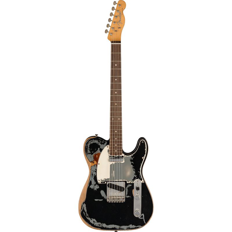 Foto van Fender joe strummer telecaster black rw signature elektrische gitaar met koffer