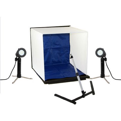 Foto van Falcon eyes opvouwbare opnamebox pbk-40ab-2ls 40x40 cm + 2 lampen