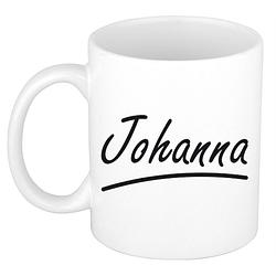 Foto van Naam cadeau mok / beker johanna met sierlijke letters 300 ml - naam mokken