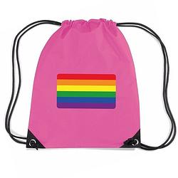 Foto van Regenboog nylon rugzak roze met regenboog vlag - rugzakken