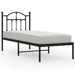 Foto van Vidaxl bedframe met hoofdbord metaal zwart 75x190 cm