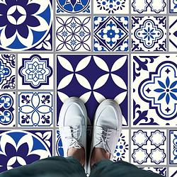 Foto van Walplus spaans en marokkaans melange - home decoratie sticker - vloersticker/wandsticker - blauw - 120x60 cm