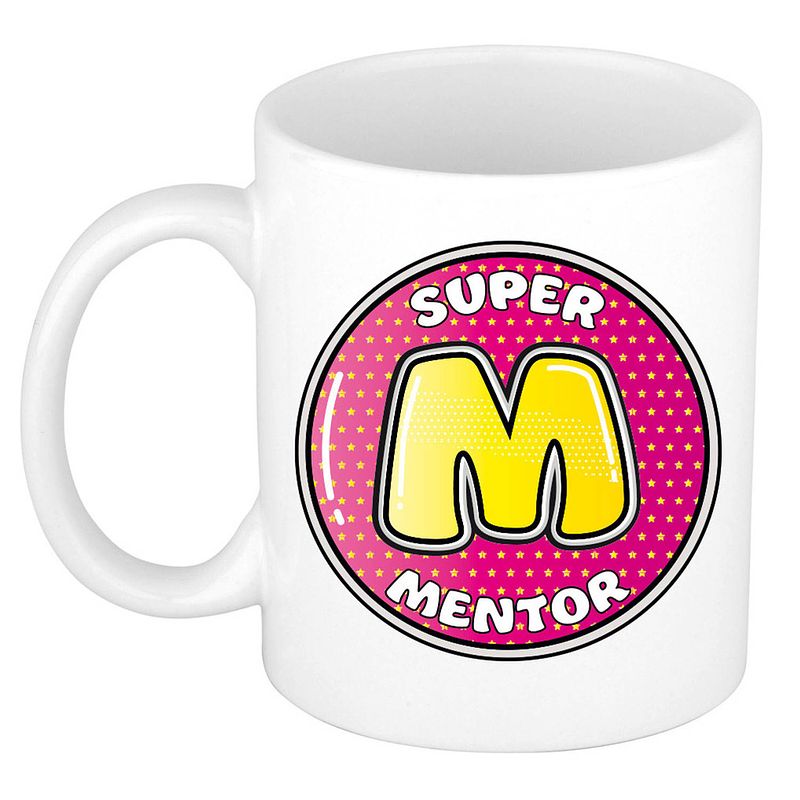 Foto van Bellatio decorations cadeau mok/beker - super mentor - wit - 300 ml - feest mokken