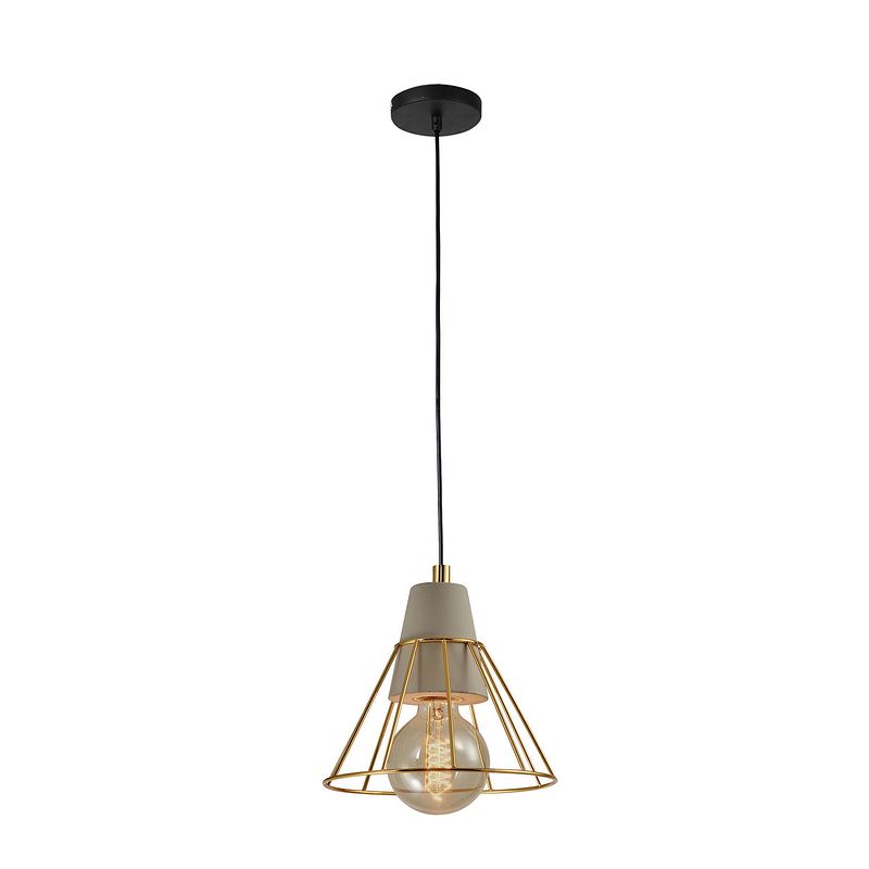 Foto van Quvio hanglamp beton en staal prismavormig goud - quv5097l-gold