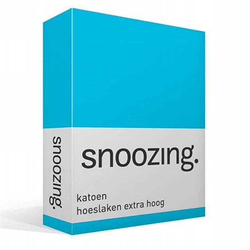 Foto van Snoozing - katoen - extra hoog - hoeslaken - 180x200 - turquoise