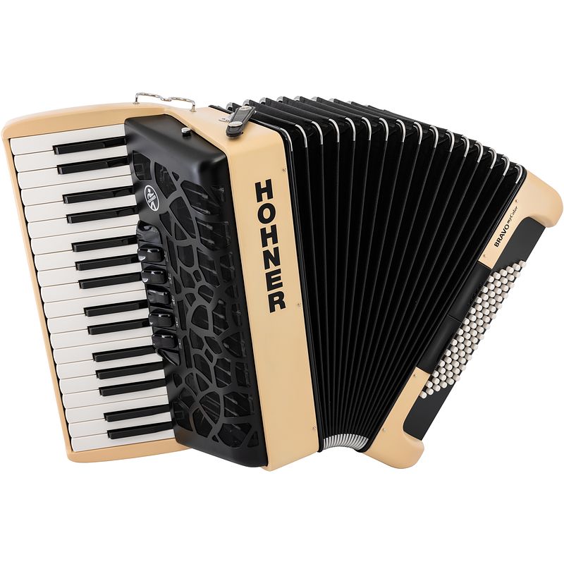 Foto van Hohner bravo iii 72 mycolor silent key earth accordeon