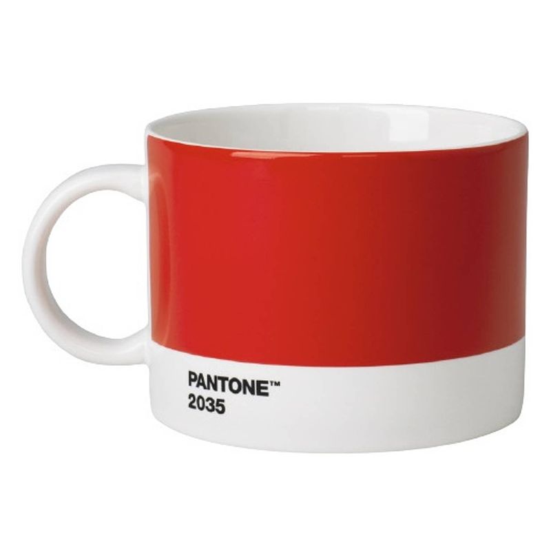 Foto van Pantone mok 104 x 80 mm keramiek 475 ml rood/wit