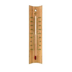 Foto van Binnen/buiten thermometer bamboe 4,5 x 20 cm - buitenthermometers