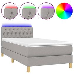 Foto van Vidaxl boxspring met matras en led stof lichtgrijs 90x190 cm