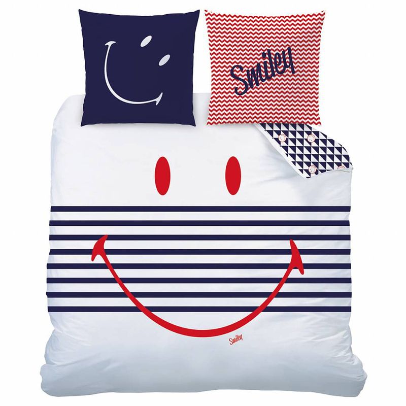 Foto van Smiley world marine - dekbedovertrek - lits jumeaux - 240 x 220 cm - multi