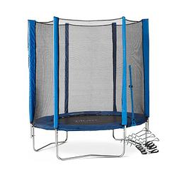 Foto van Plum trampoline met veiligheidsnet - blauw - junior - 183 cm - inclusief verankeringsset