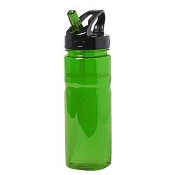 Foto van Kunststof waterfles/drinkfles/sportfles - groen transparant - met drinktuit - 650 ml - drinkflessen