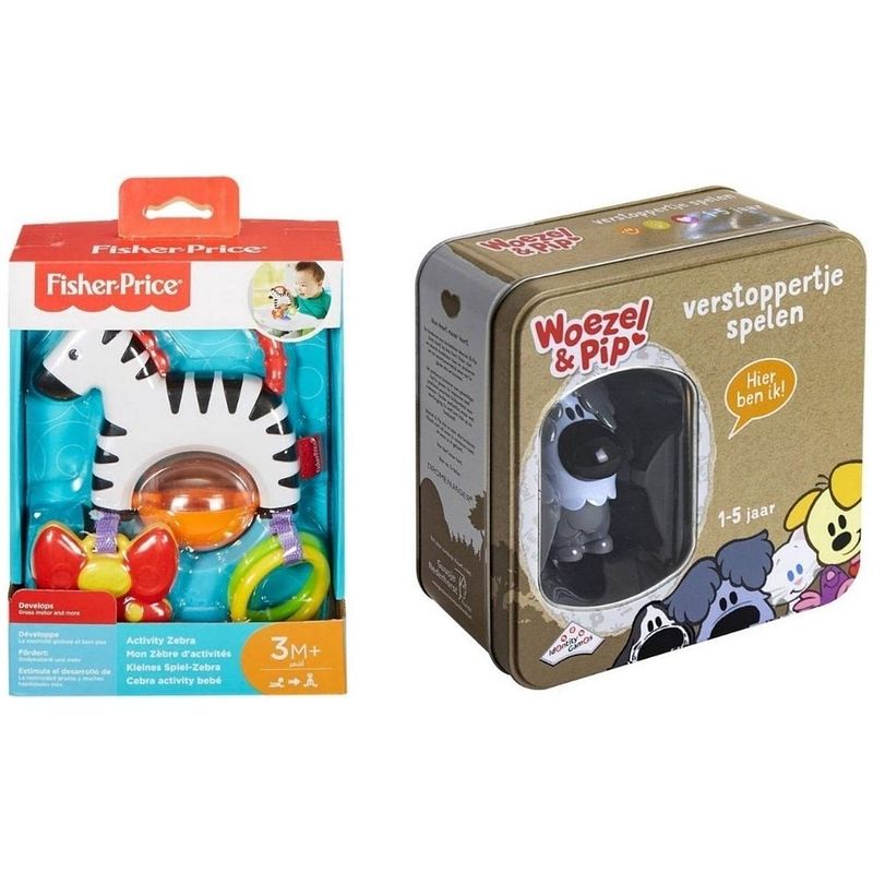 Foto van Babyset - 0-5 jaar - grijpspeelgoed & kinderspel - zebra & woezel en pip verstoppertje spelen