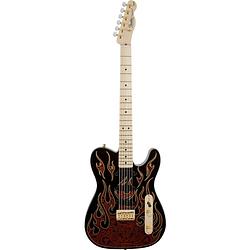 Foto van Fender james burton telecaster mn red paisley flames elektrische gitaar met vintage tweed koffer