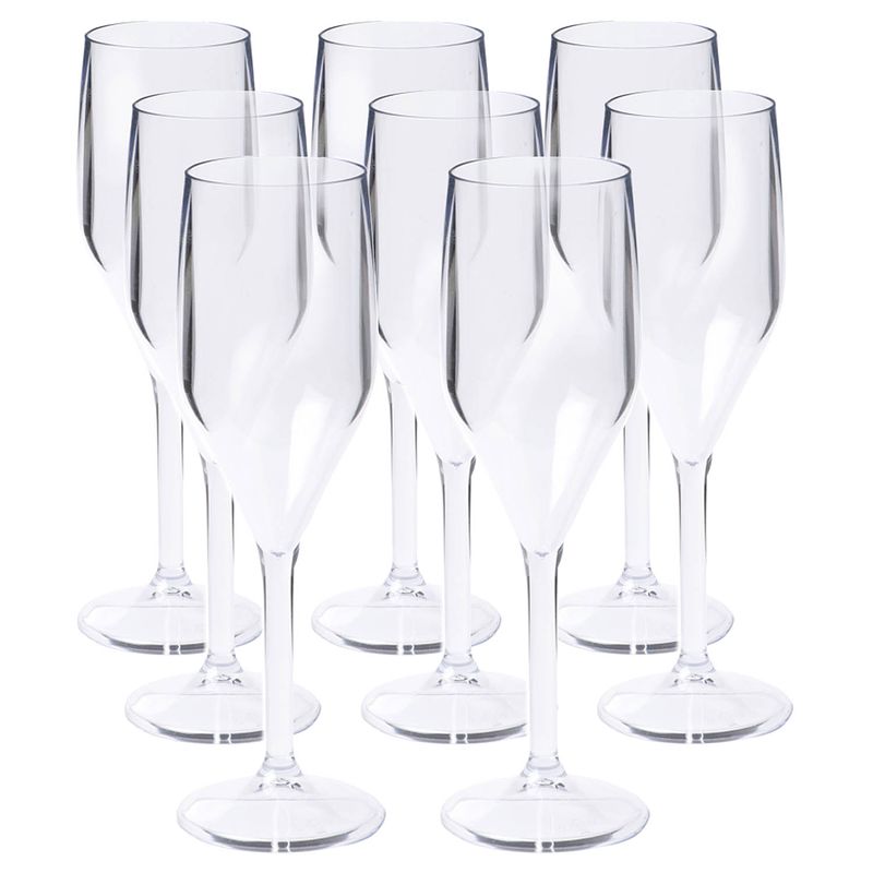 Foto van Depa champagneglas - 12x - transparant - onbreekbaar kunststof - 150 ml - champagneglazen